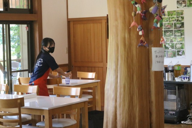 La Kasseの消毒作業